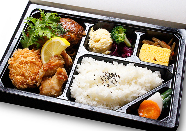 こだわりハンバーグとカニクリームコロッケ弁当